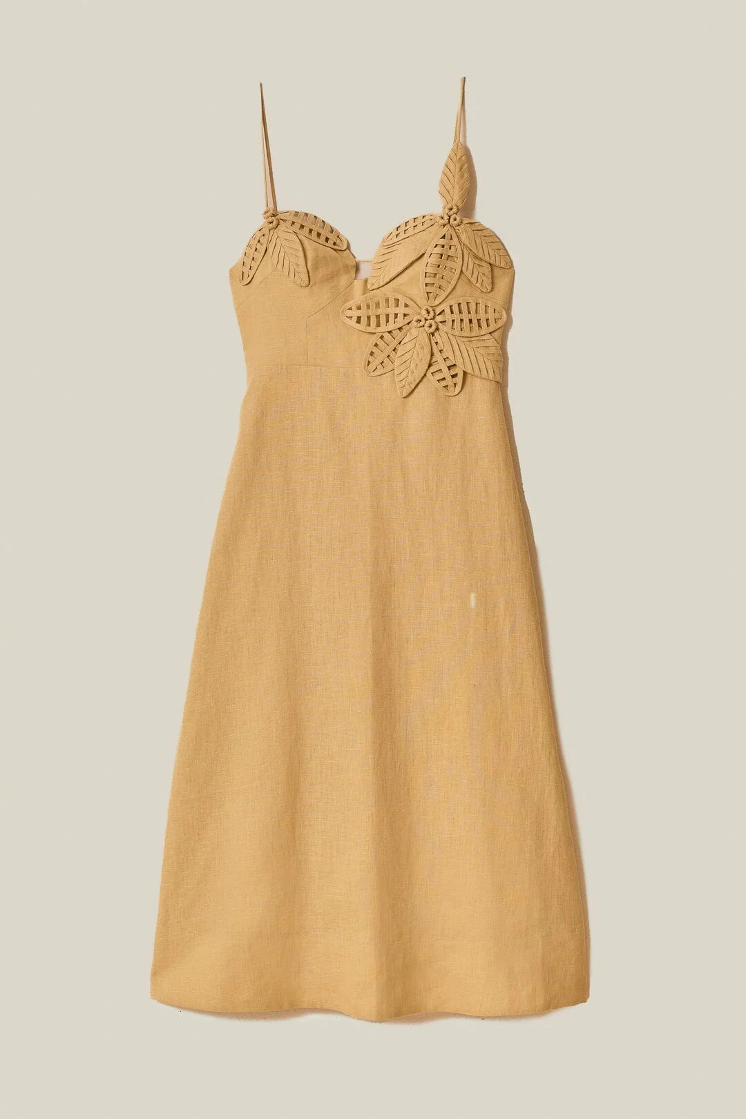 Sand 3D Flower Bodice Midi Dress - Image 4
