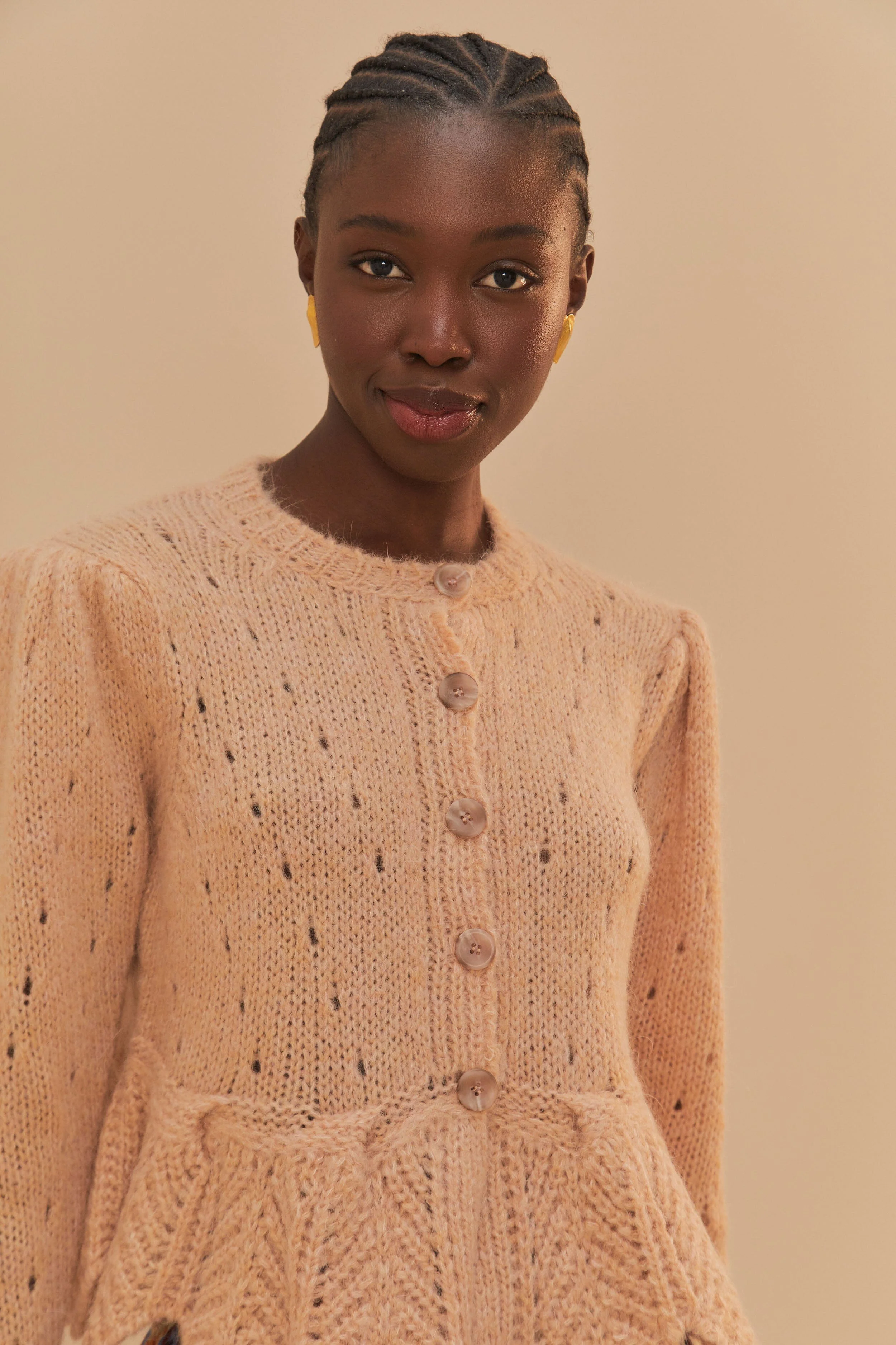 Sand Ruffle Knit Cardigan - Image 2