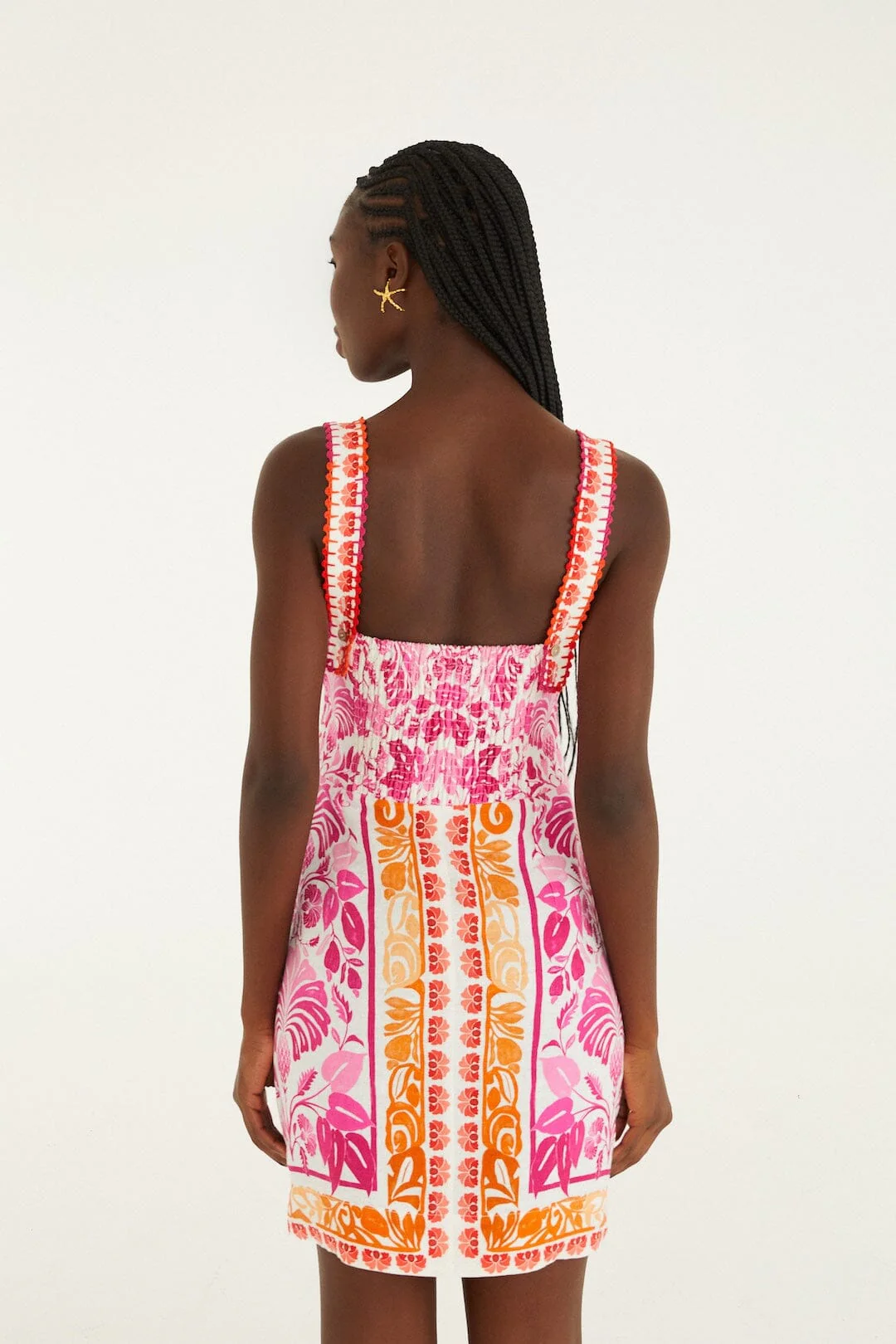 Off-White Santorini Crochet Euroflax™ Premium Linen Mini Dress - Image 3