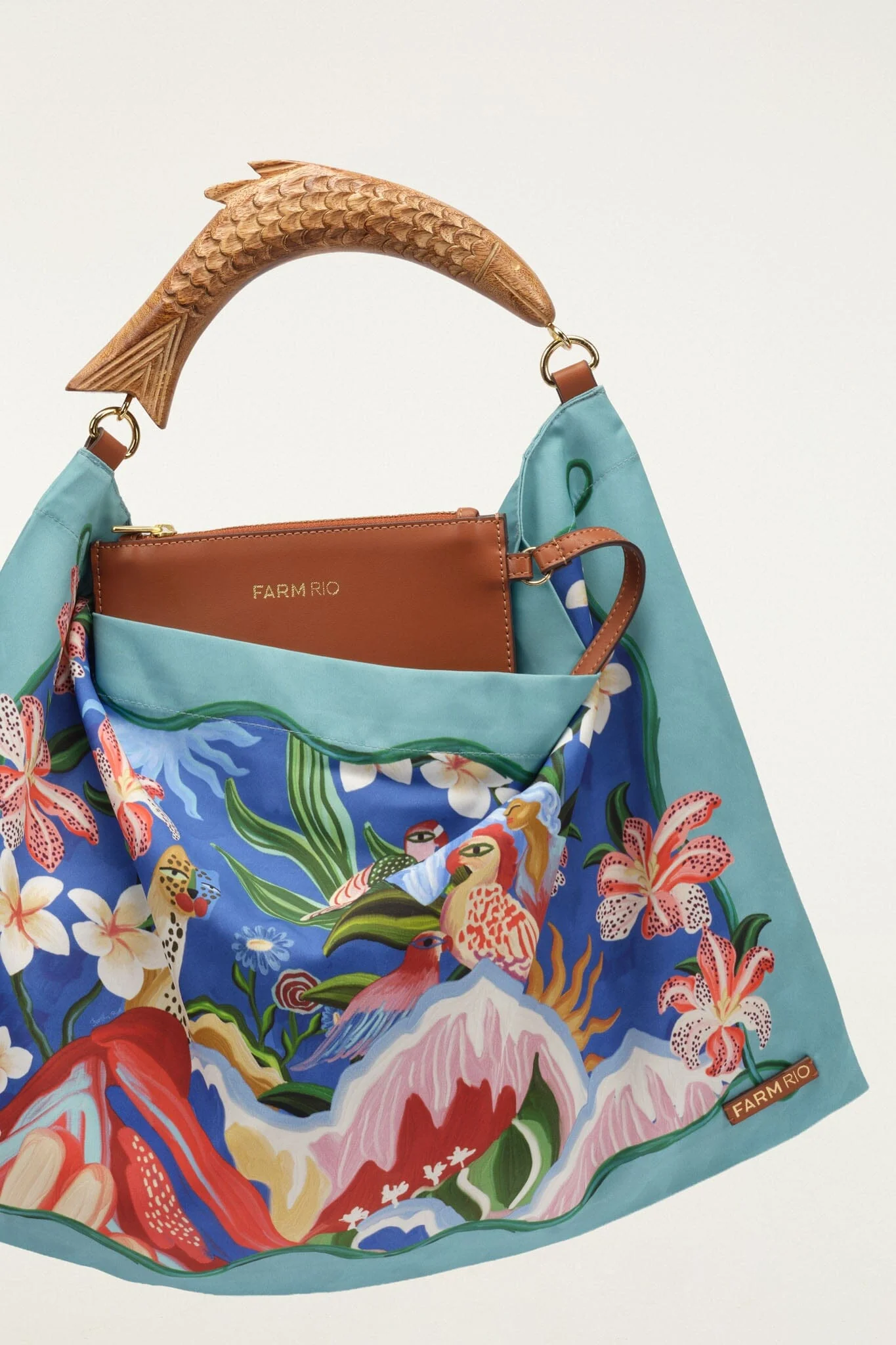 Light Blue Satin Small Scarf Bag - Image 2