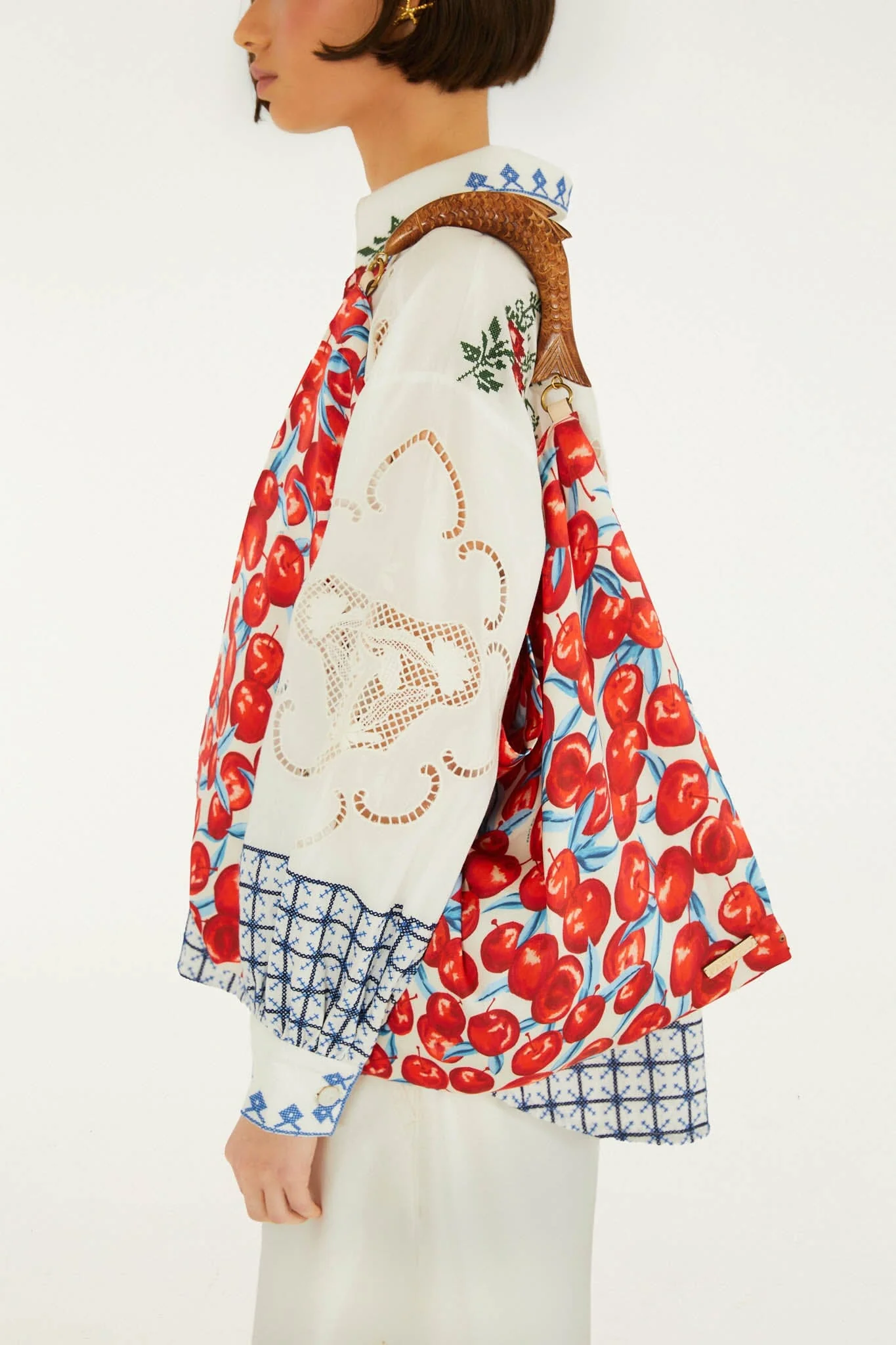Red Cherry Satin Medium Scarf Bag - Image 2