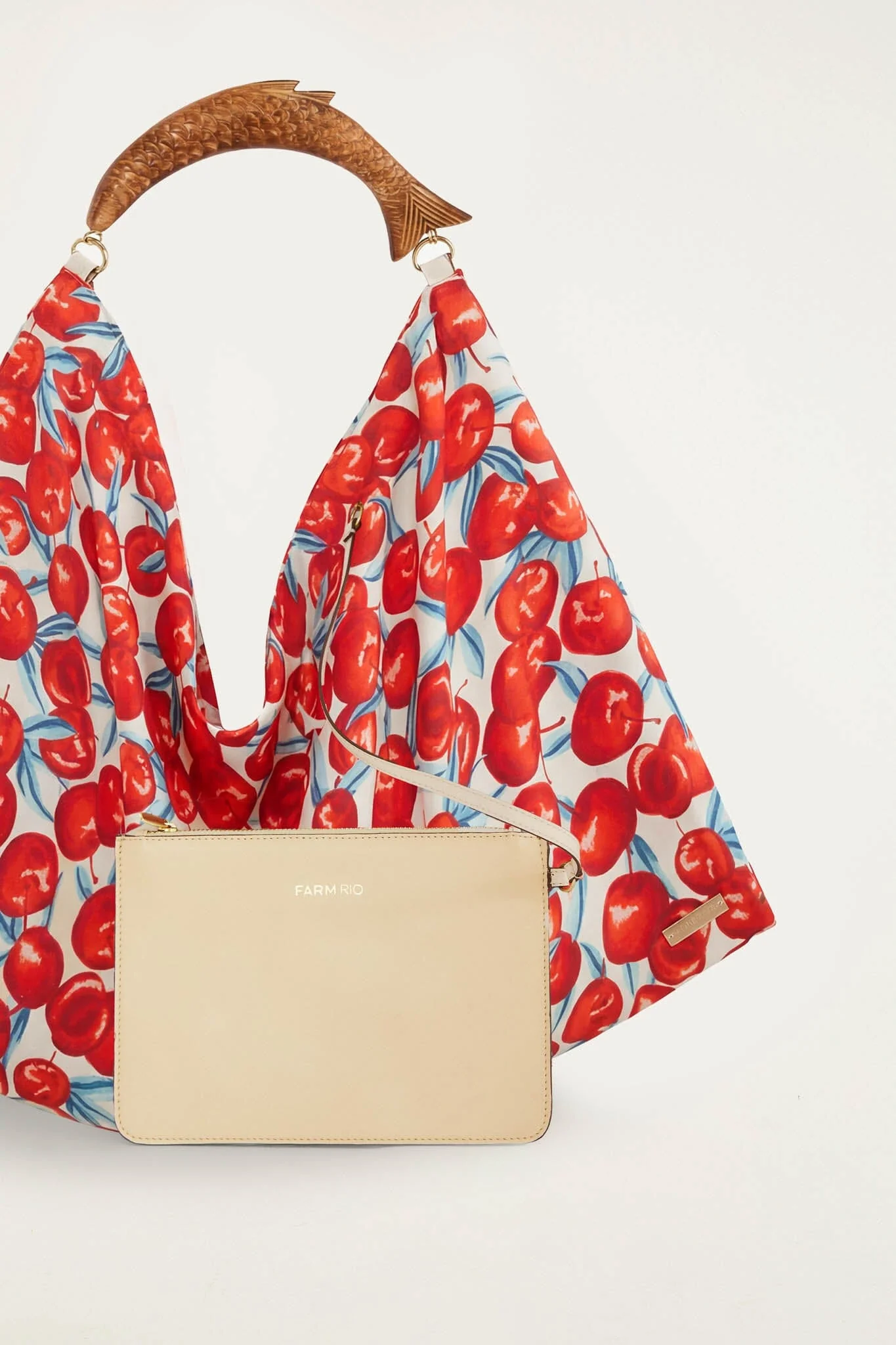 Red Cherry Satin Medium Scarf Bag - Image 3