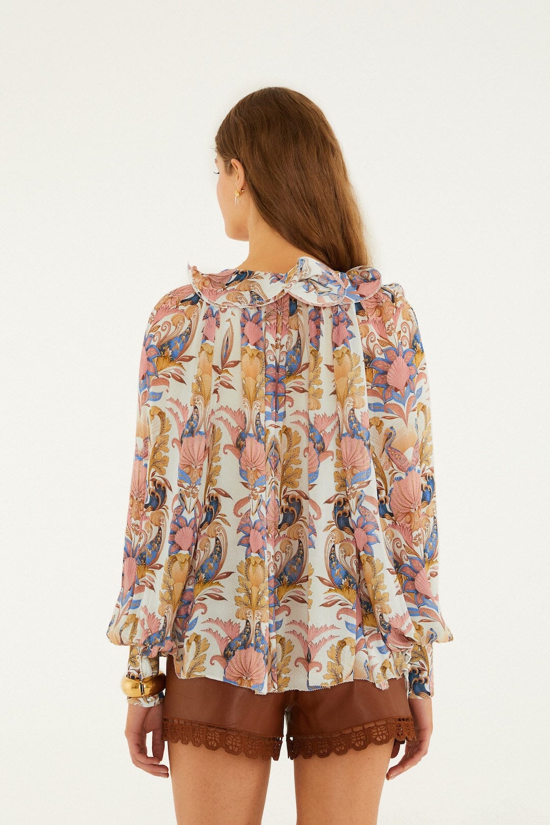 Off-White Sea Garden Ruffled Long Sleeve Blouse - Image 3