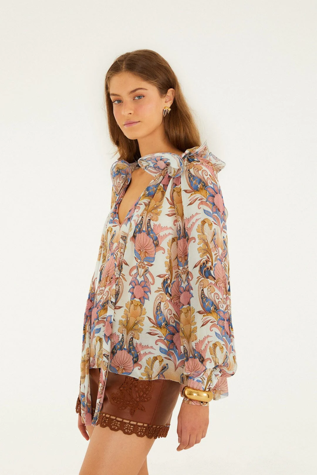 Off-White Sea Garden Ruffled Long Sleeve Blouse - Image 5