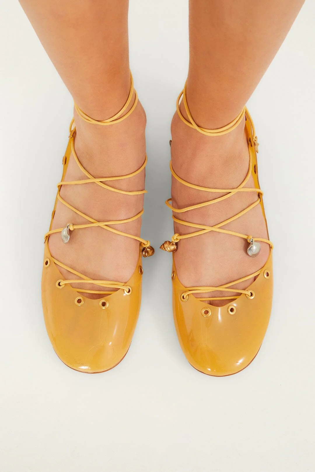 Yellow Sea Lace Up Jelly Ballerina - Image 4