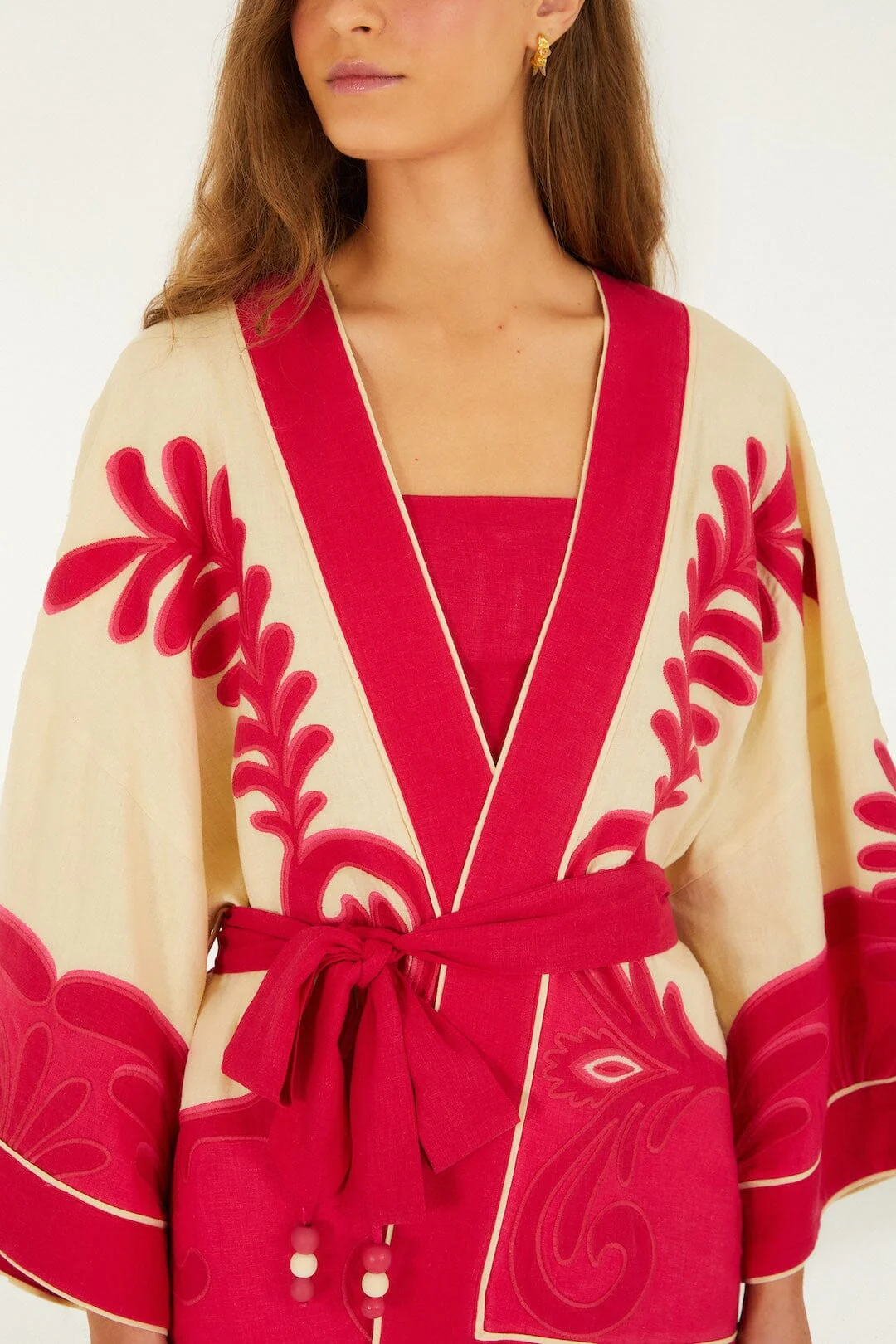 Pink Spring Arabesc Cutwork Lenzing™ Ecovero™ Euroflax™ Kimono - Image 2