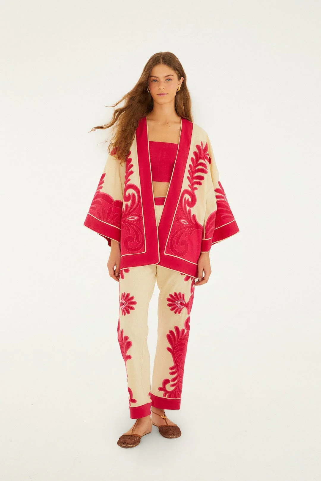Pink Spring Arabesc Cutwork Lenzing™ Ecovero™ Euroflax™ Kimono - Image 4
