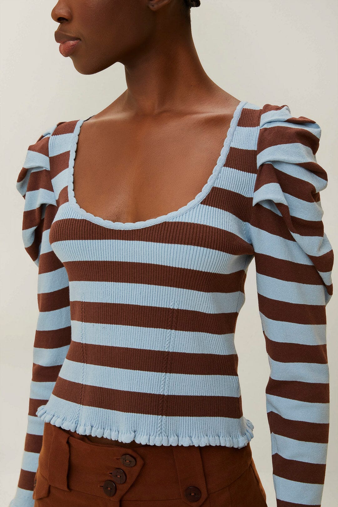 Striped Knit Blouse - Image 4