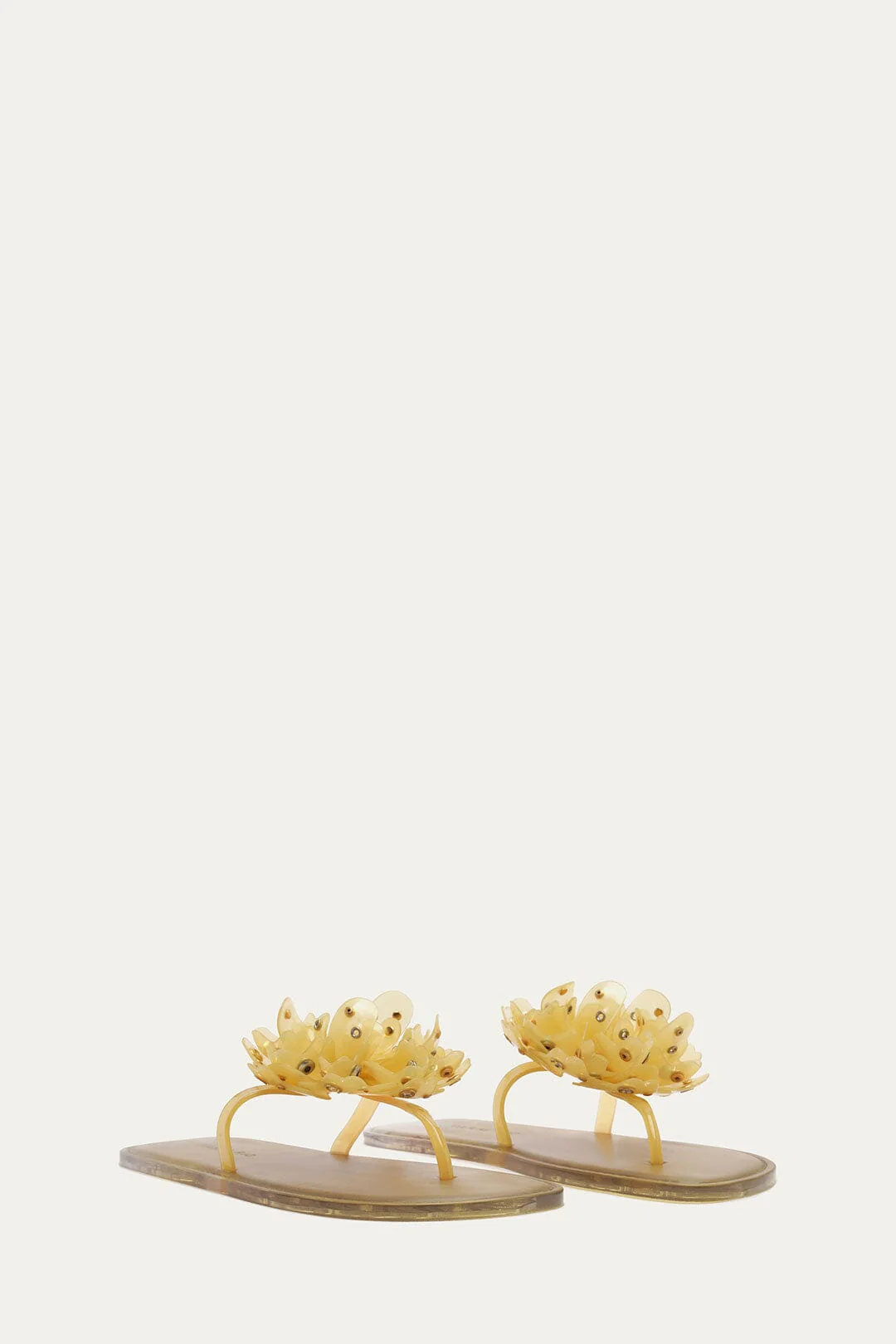 Yellow Studded Flower Jelly Flat Sandal - Image 2