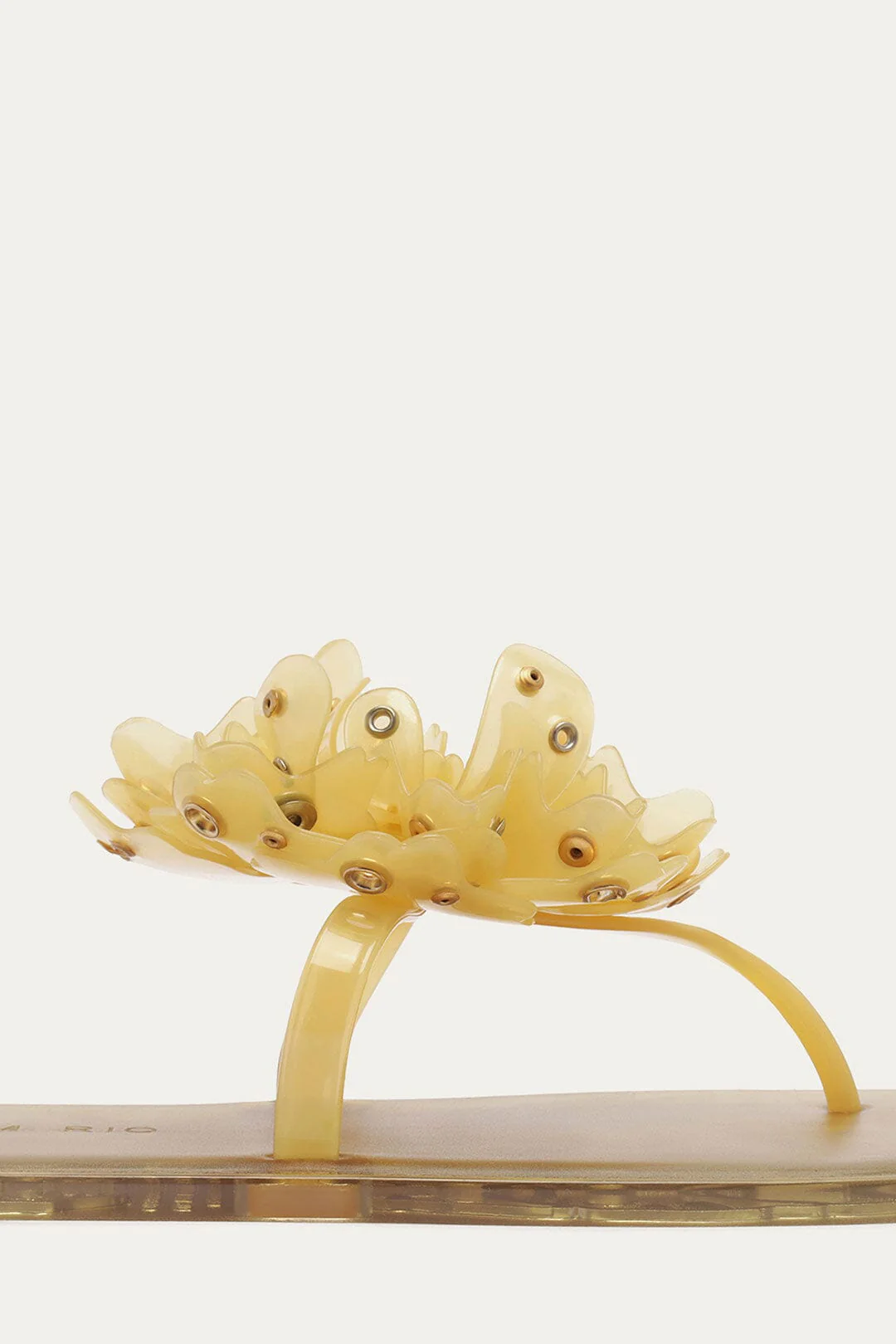 Yellow Studded Flower Jelly Flat Sandal - Image 6