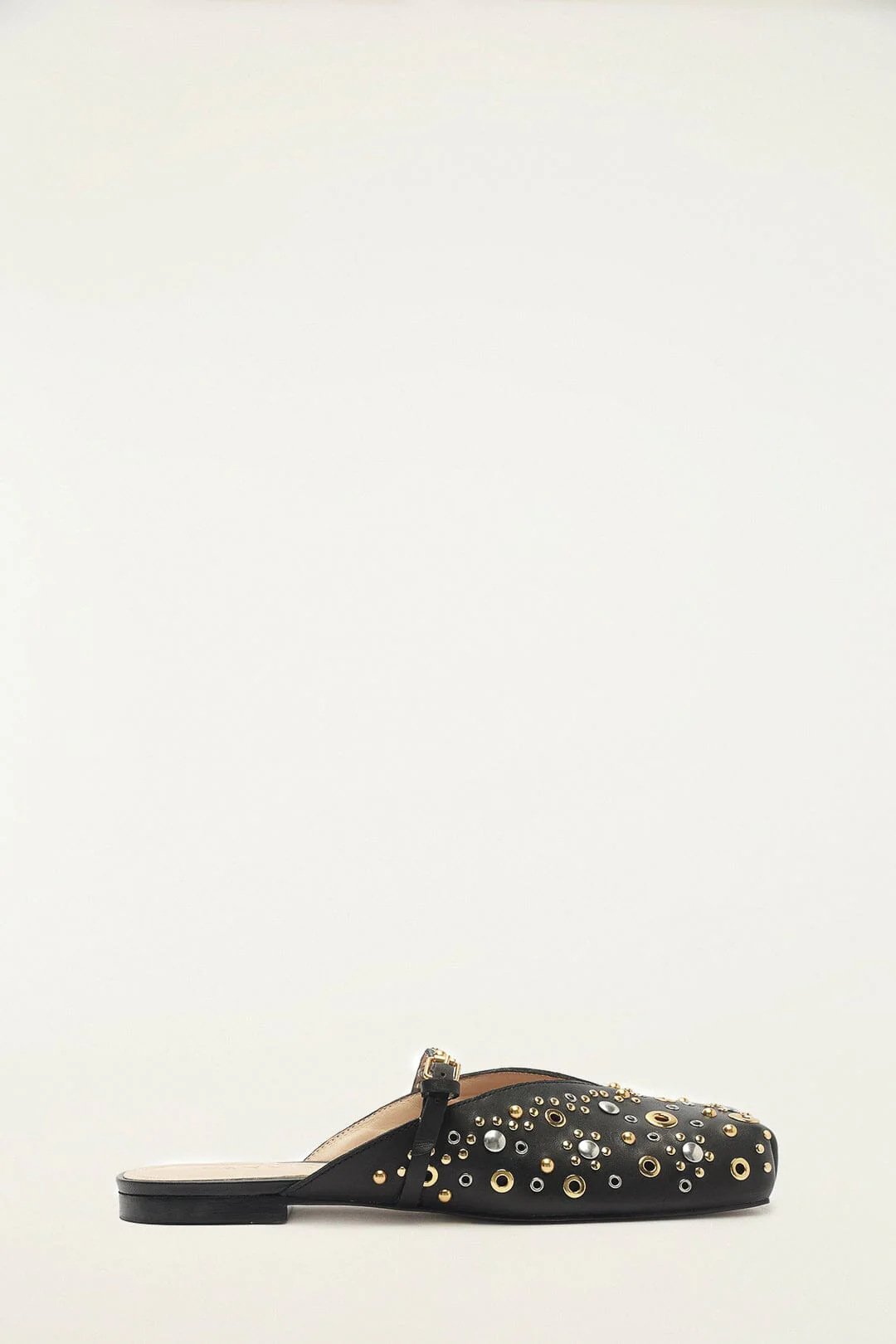 Black Studded Square Toe Ballerina