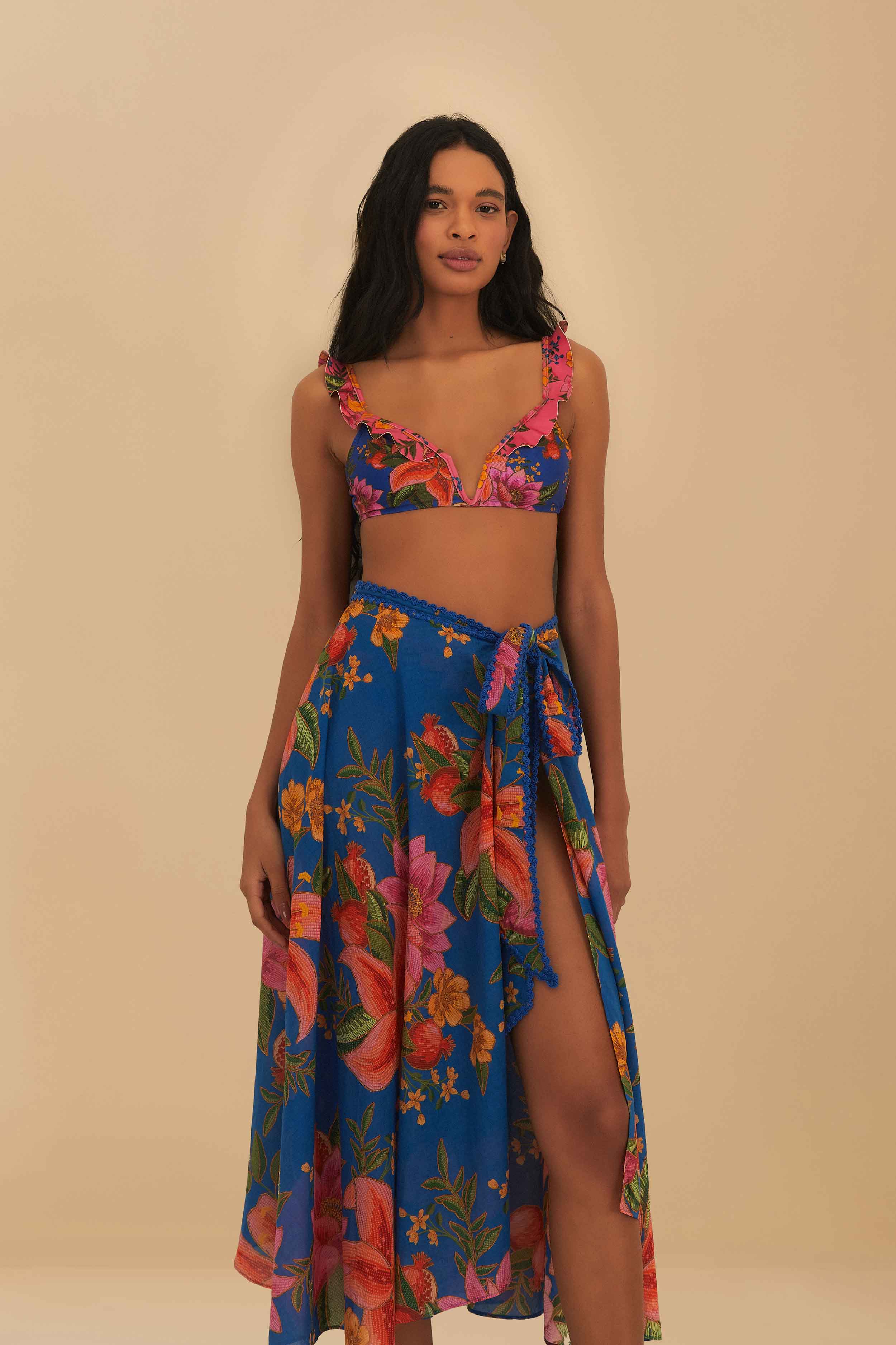 Blue Summer Fruit Midi Skirt - Image 2