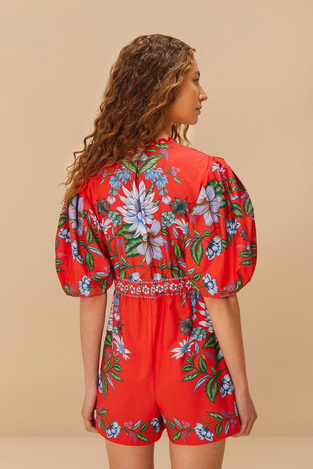 Red Sweet Bloom Bouquet Organic Cotton Romper - Image 3