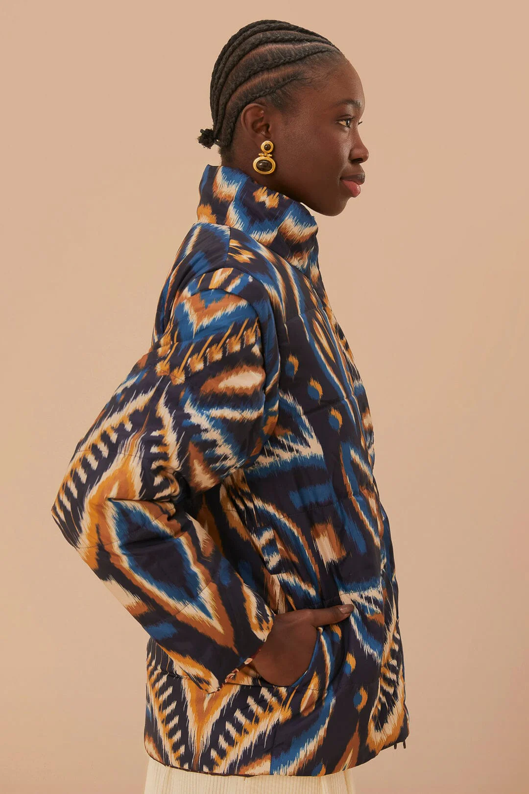 Cream Toucans Scarf Reversible Puffer Jacket - Image 6