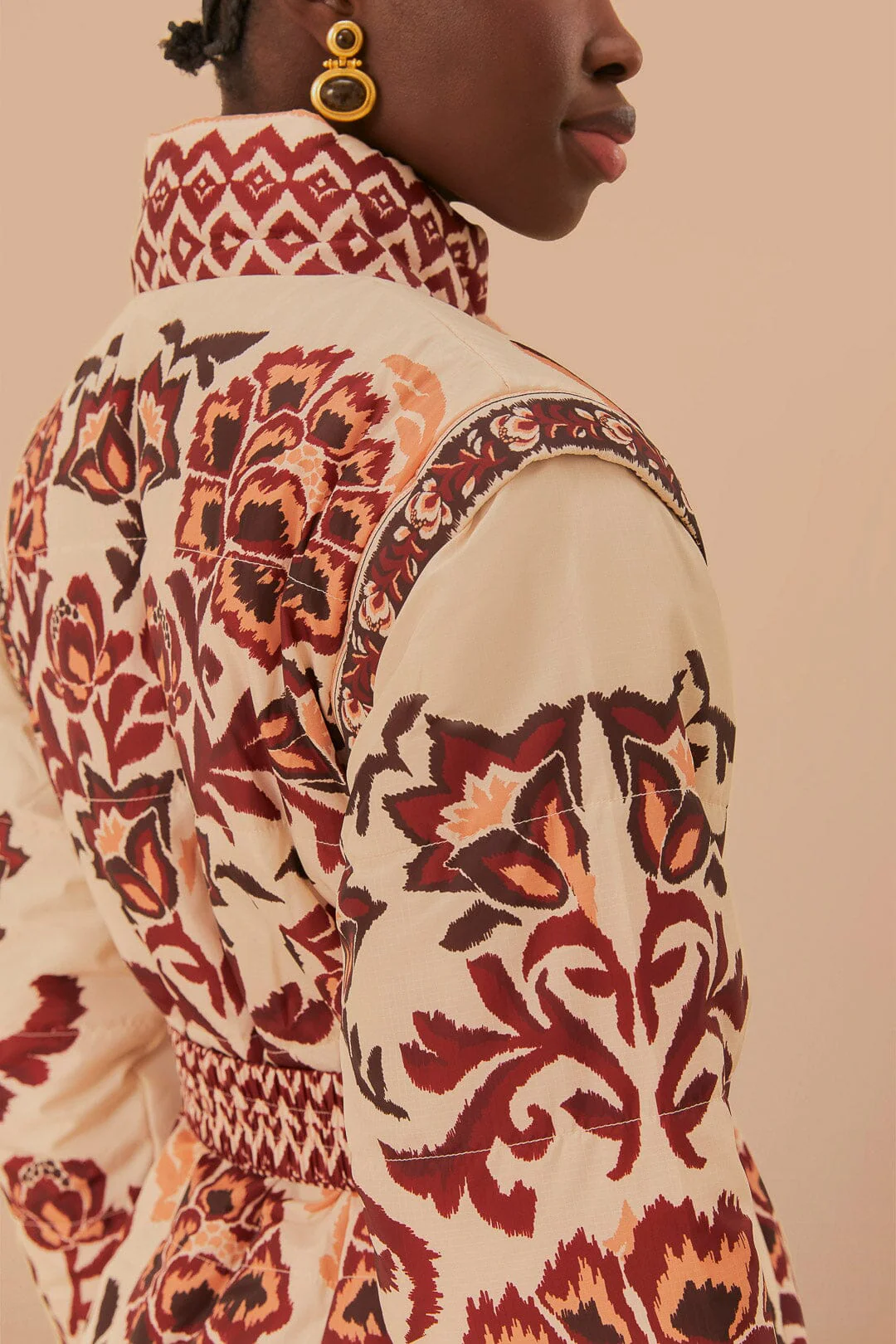 Cream Toucans Scarf Reversible Puffer Jacket - Image 7