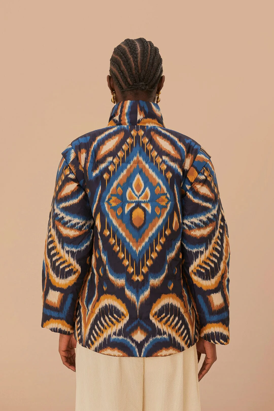 Cream Toucans Scarf Reversible Puffer Jacket - Image 9