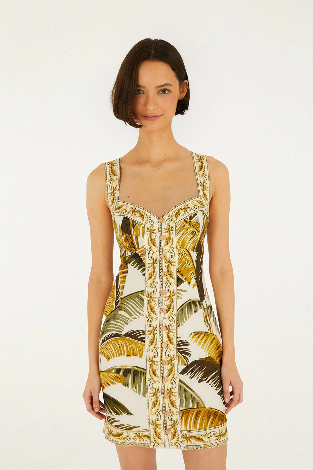 Off-White Trancoso Buttoned Euroflax™ Premium Linen Mini Dress - Image 3
