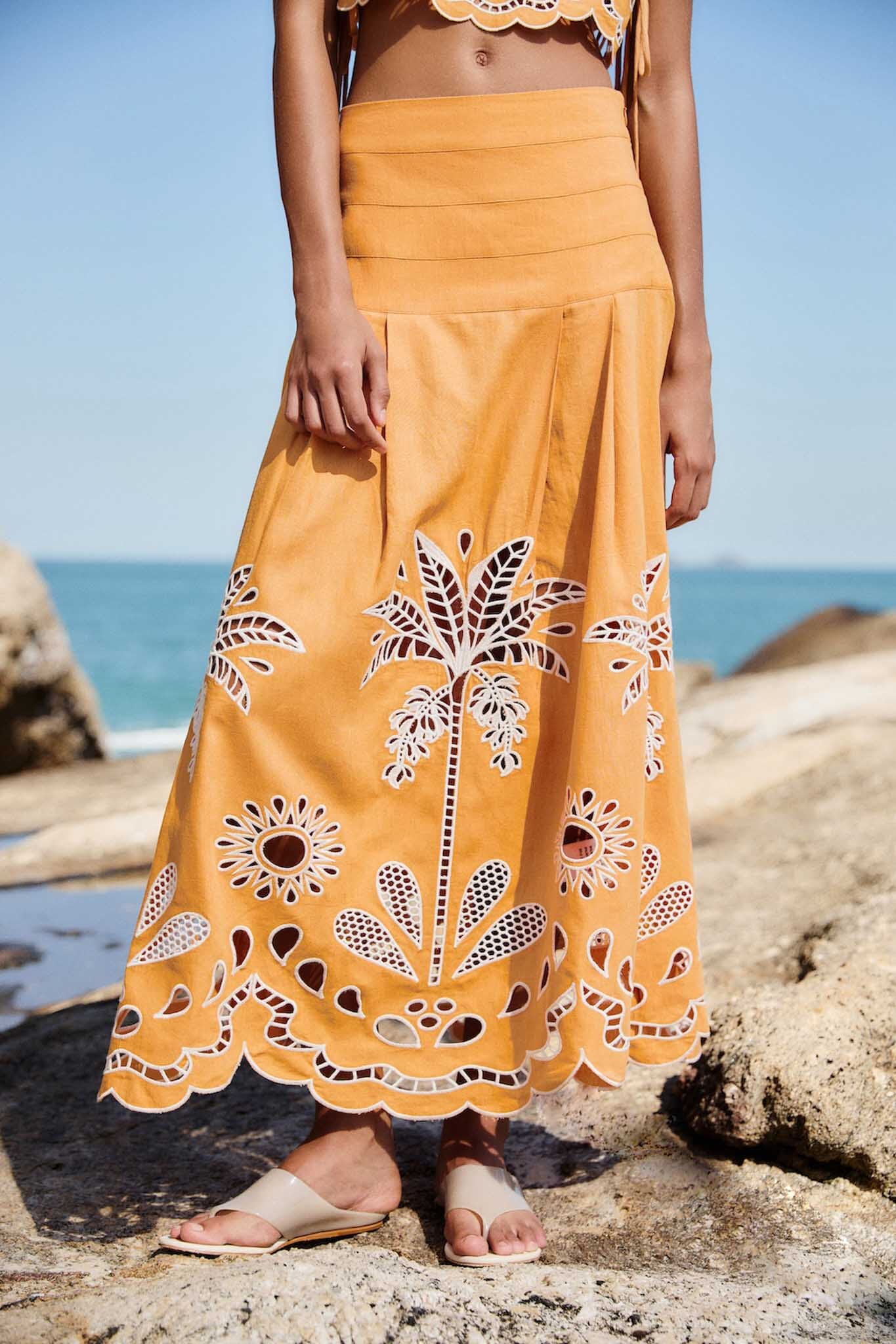 Camel Tropi Embroidery Skirt - Image 2
