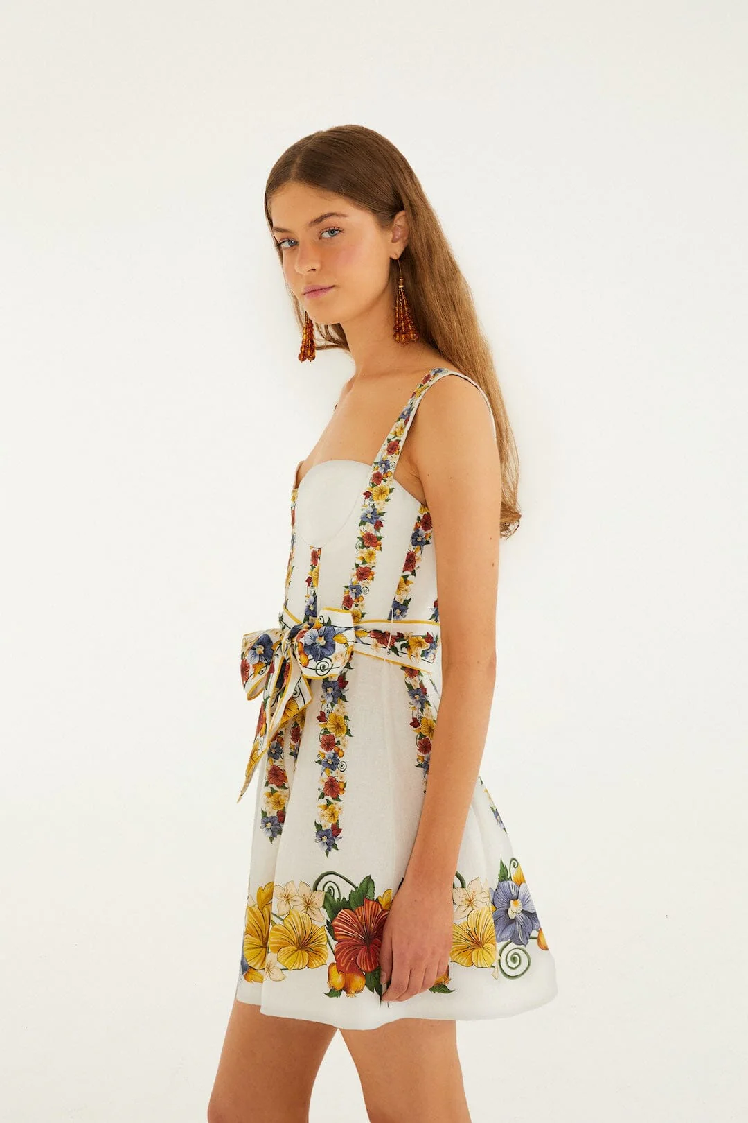 Off-White Tropi Belted Lenzing™ Ecovero™ Euroflax™ Mini Dress - Image 2