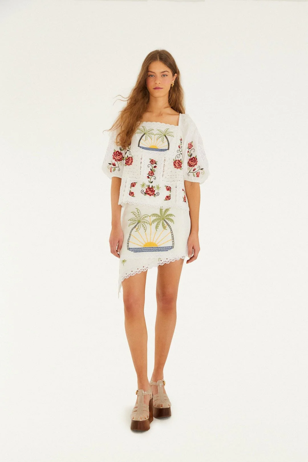 Off-White Tropi Scarf Embroidered Euroflax™ Premium Linen Mini Skirt - Image 2