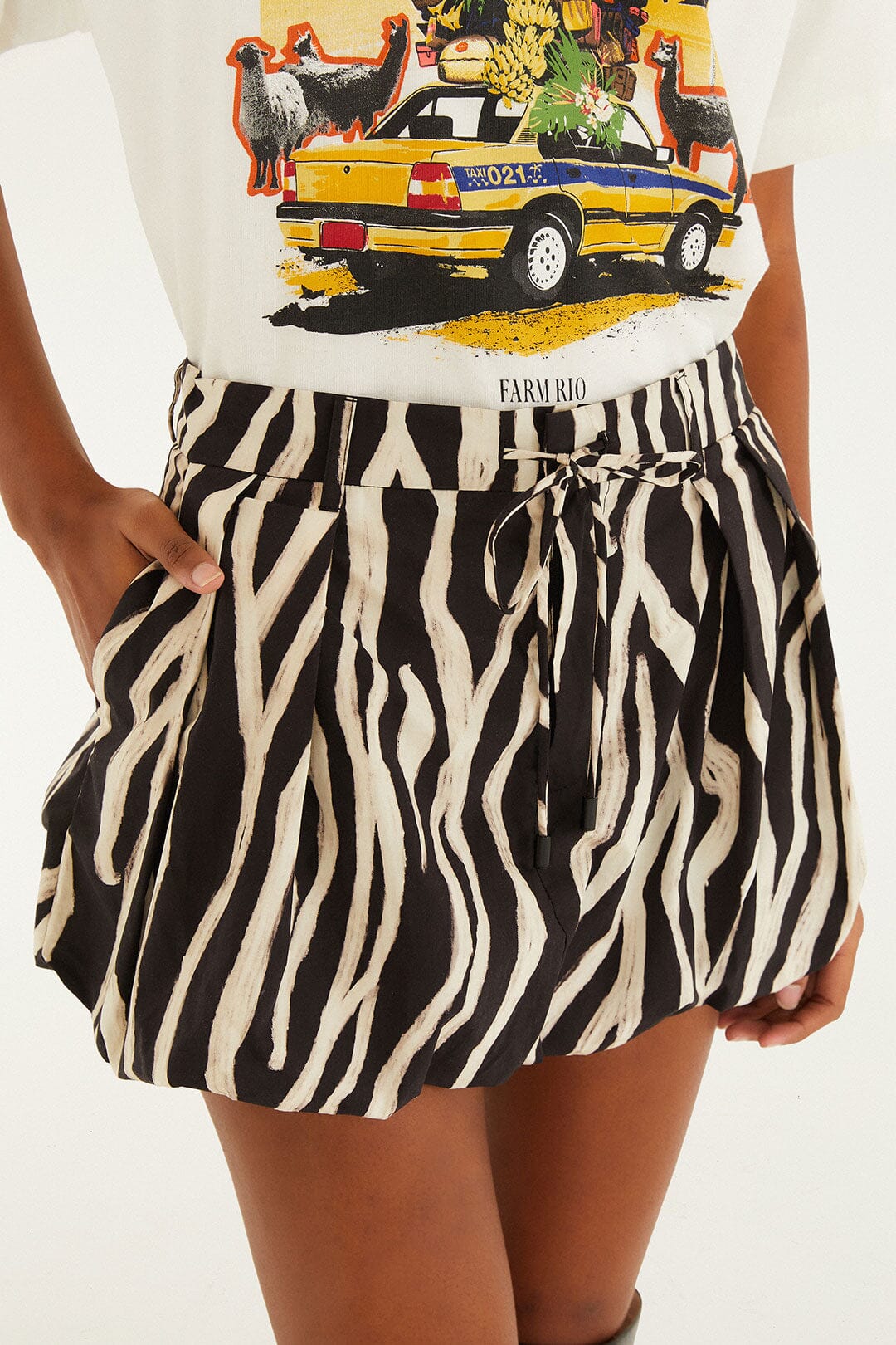 Black Tropical Zebra Organic Cotton Mini Skirt - Image 3