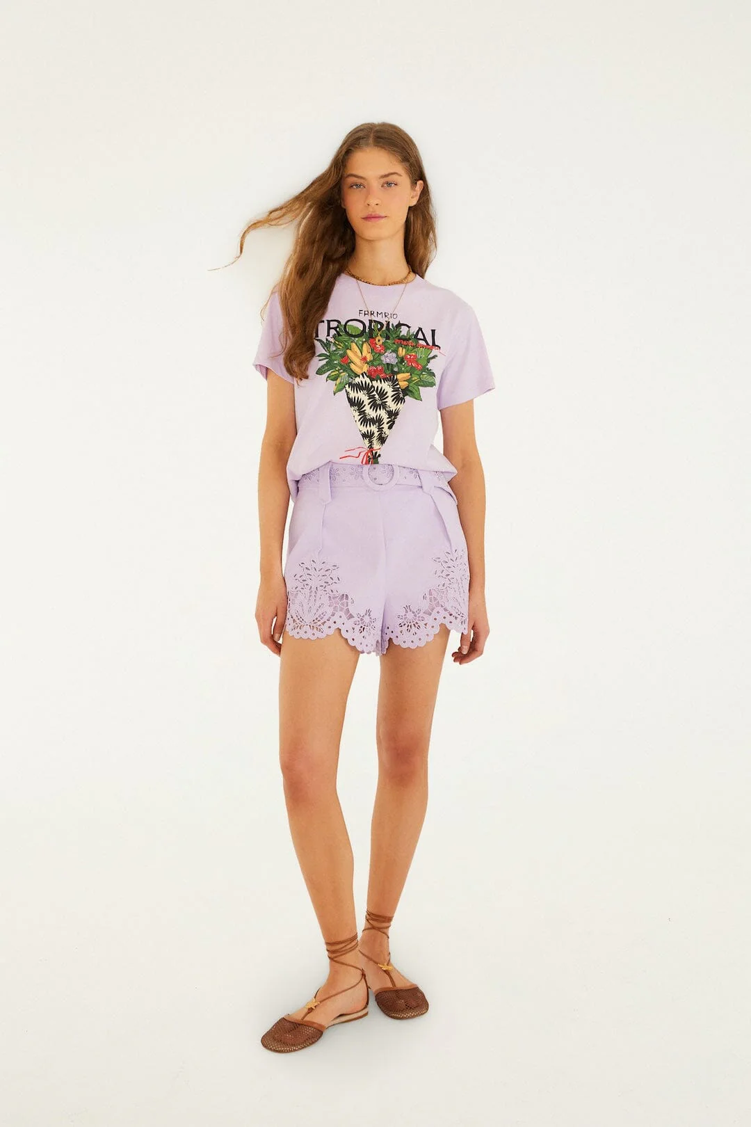 Lilac Tropical Bouquet Organic Cotton T-Shirt - Image 4