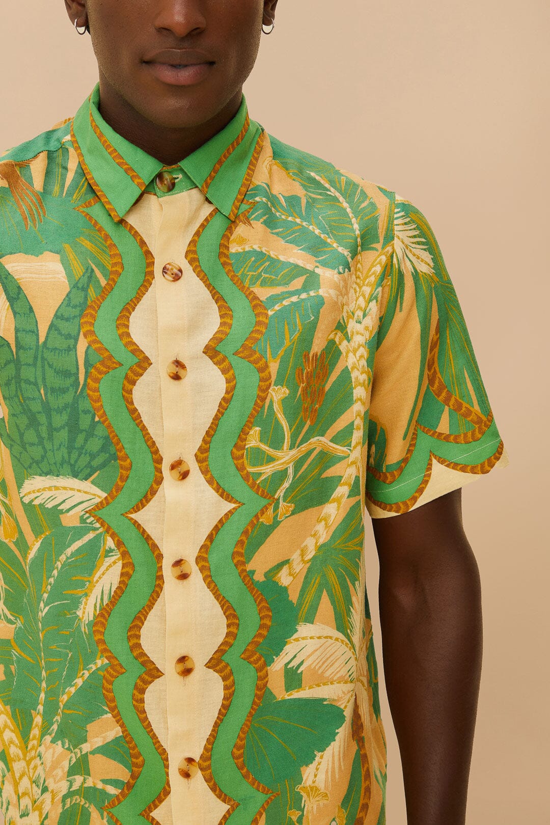 Beige Tropical Isla LENZING™ ECOVERO™ Euroflax™ Shirt - Image 3