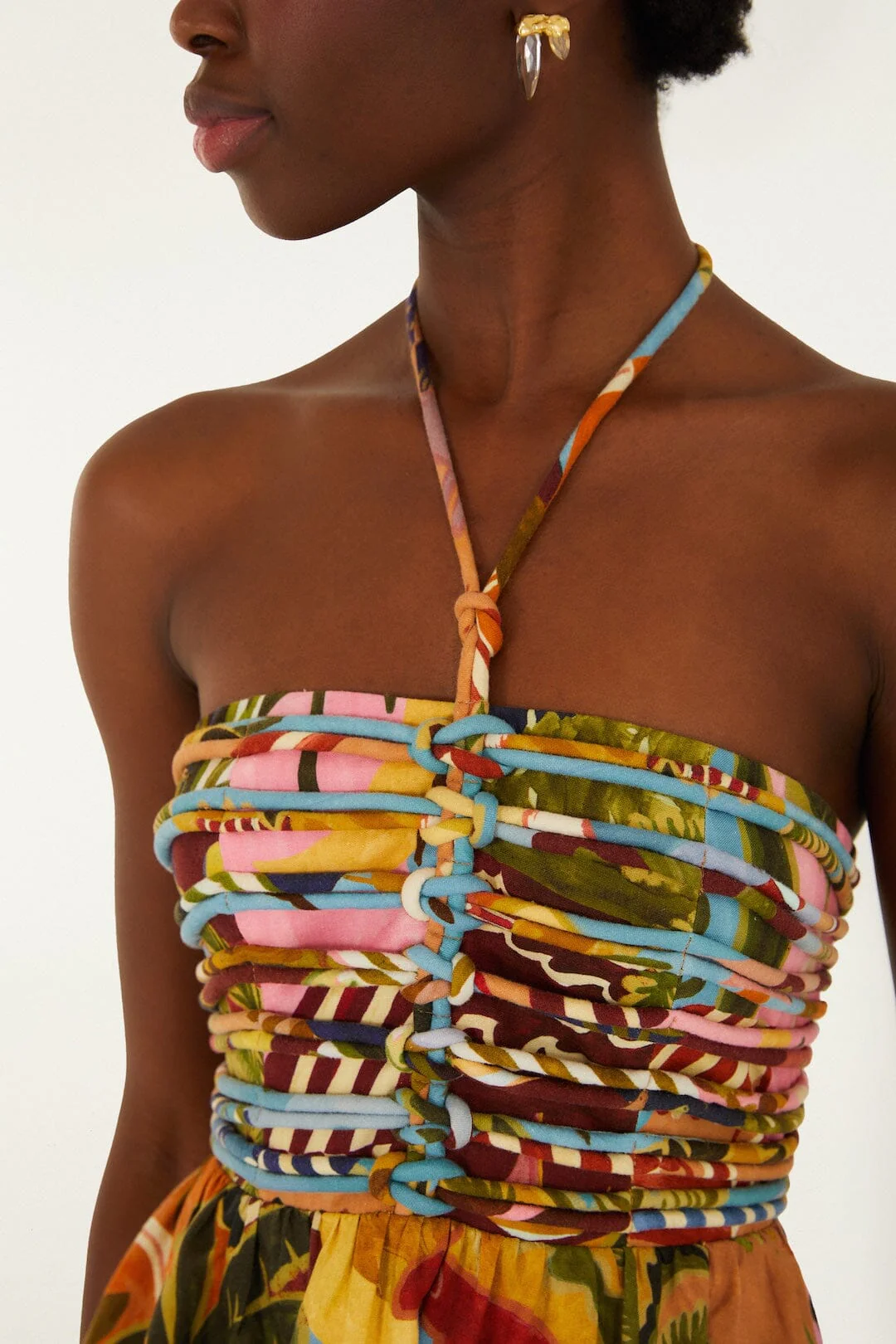 Multicolor Tropical Painting Lenzing™ Ecovero™ Euroflax™ Midi Dress - Image 2