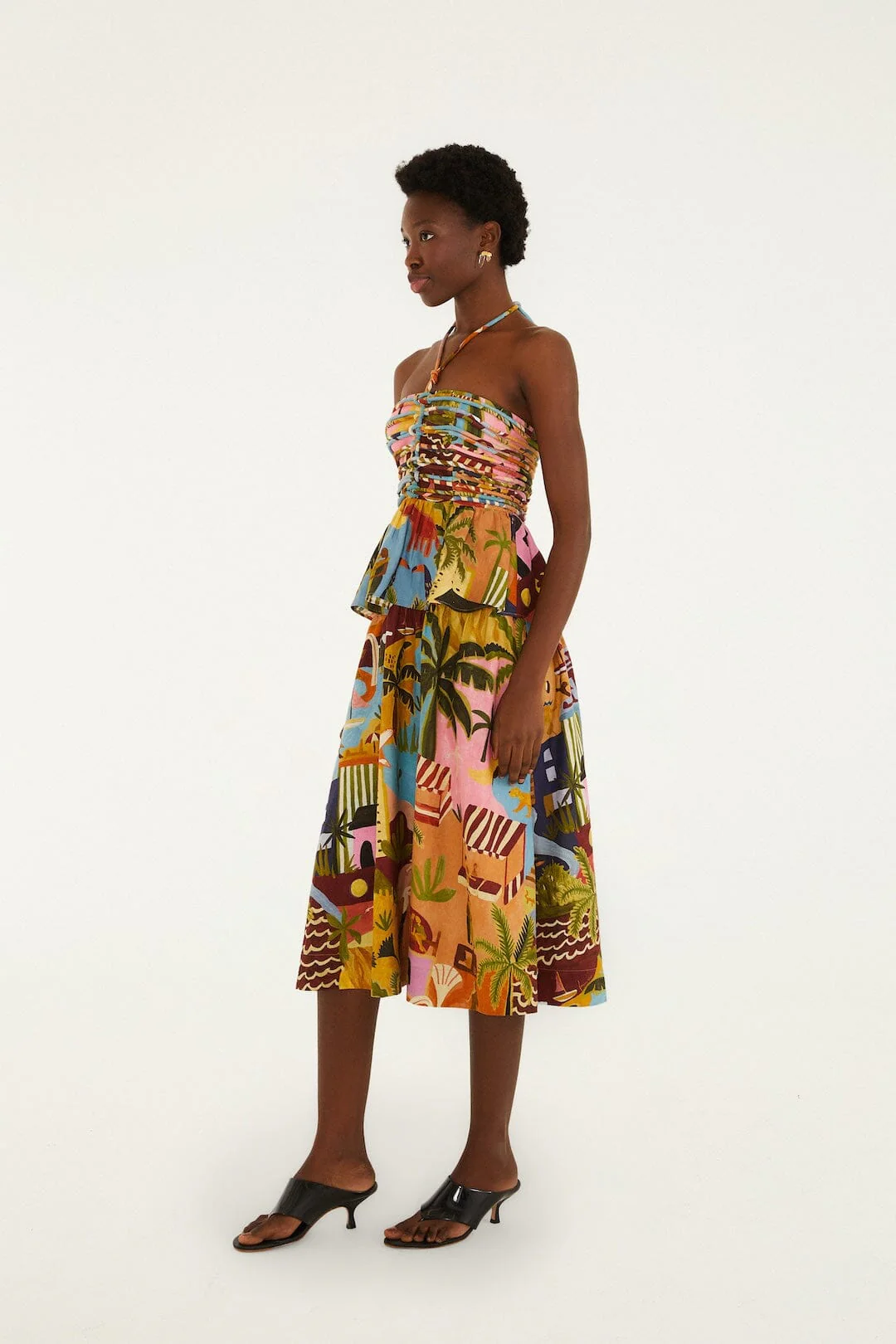 Multicolor Tropical Painting Lenzing™ Ecovero™ Euroflax™ Midi Dress - Image 4