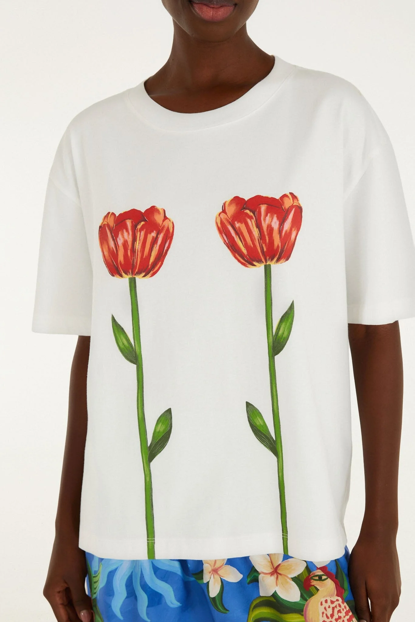 White Tropical Rose Organic Cotton T-Shirt - Image 4