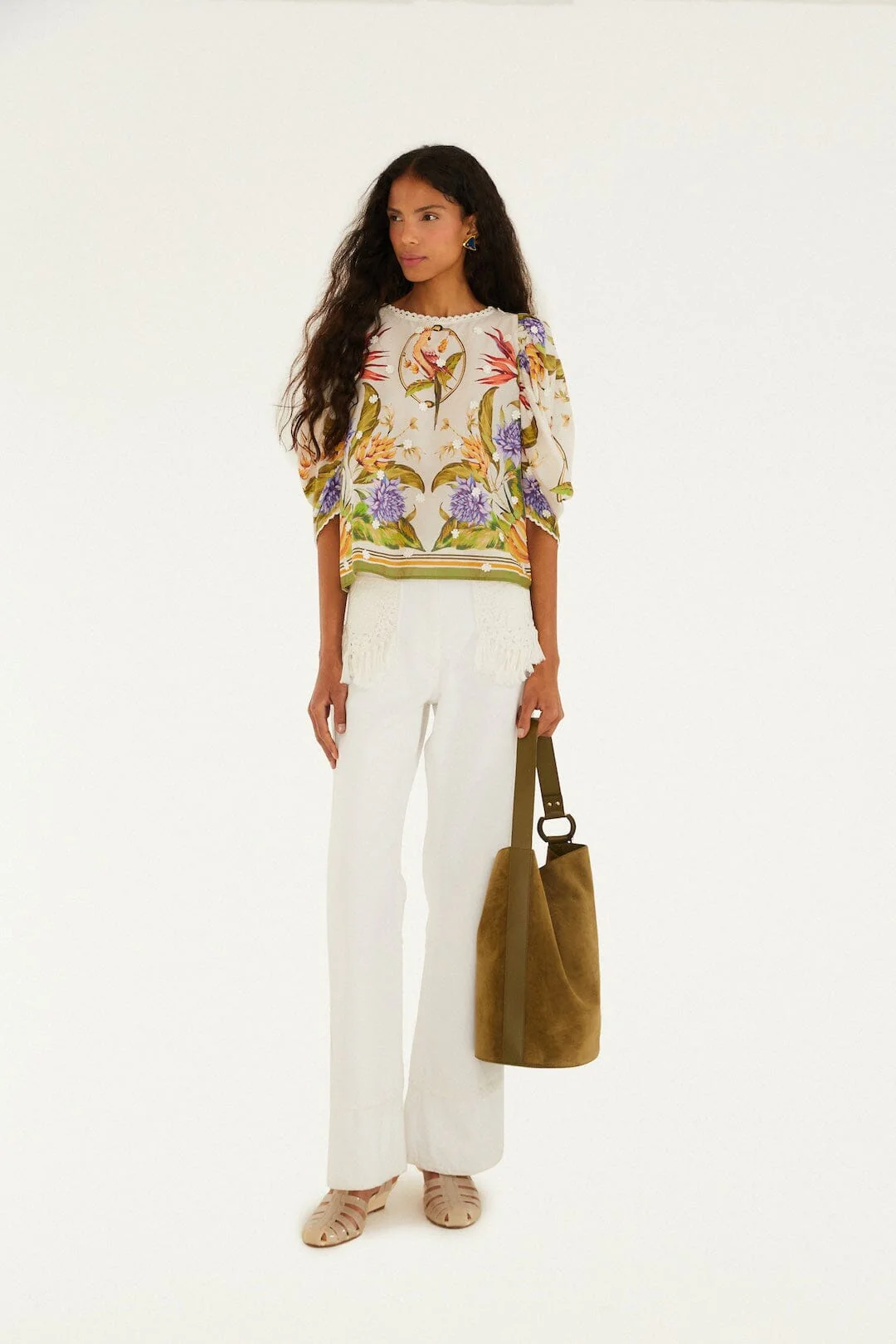 Sand Tropical Scarf Blouse - Image 4
