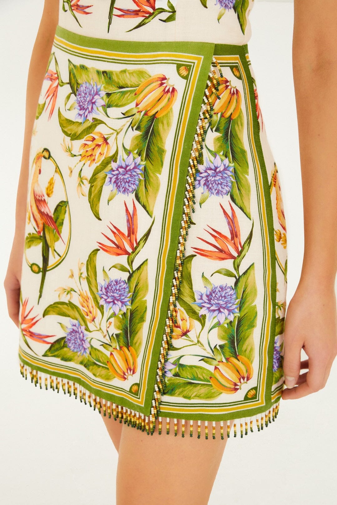 Sand Tropical Scarf Euroflax™ Premium Linen Sleeveless Mini Dress - Image 4