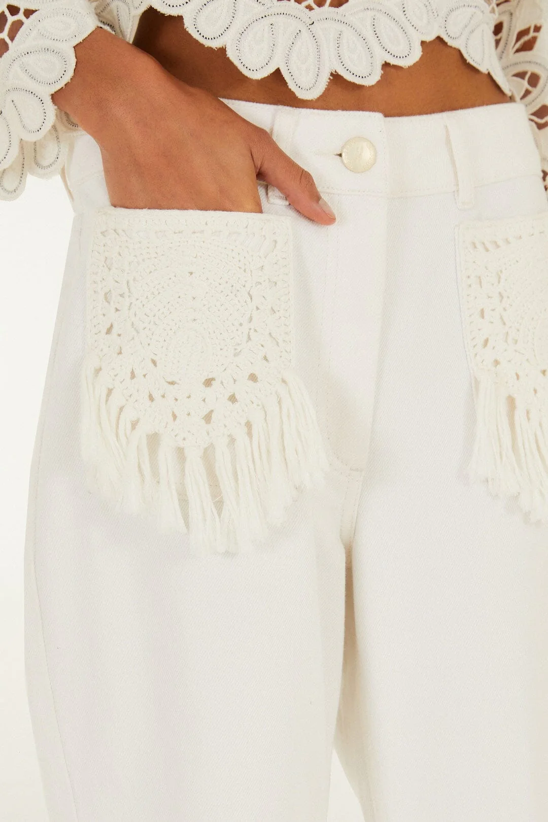 Twill Fringe Pocket Pants - Image 4