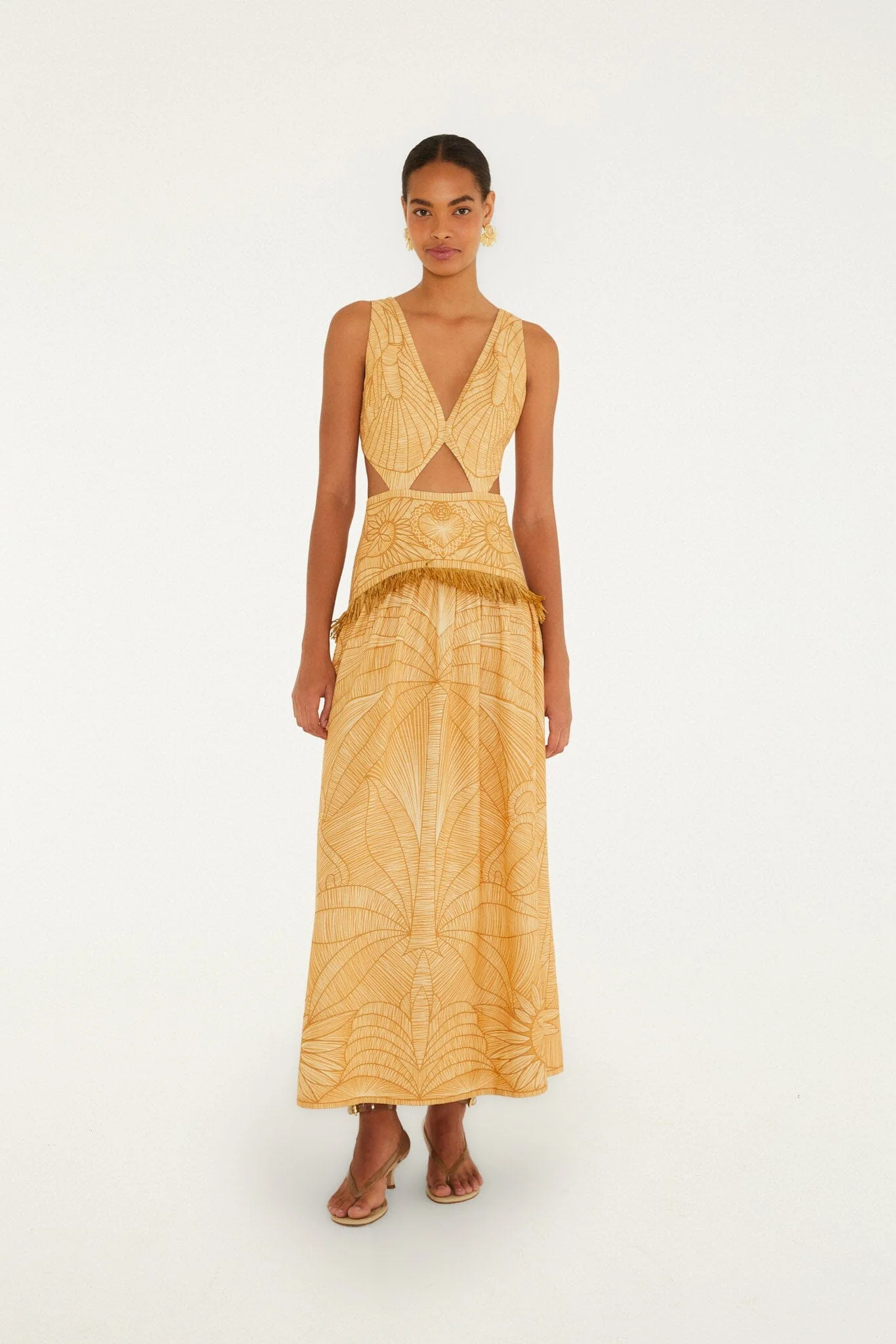 Caramel Usiacuri Cut-Out Lenzing™ Ecovero™ Euroflax™ Maxi Dress - Image 2