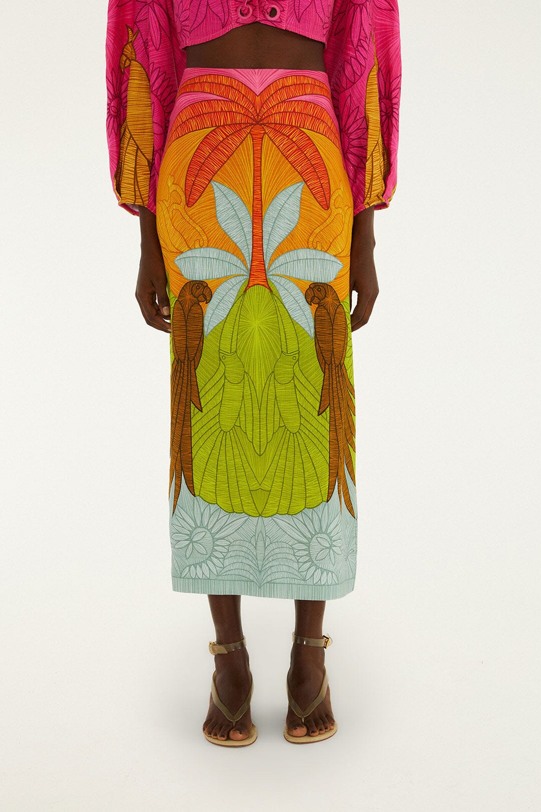 Multicolor Usiacuri Euroflax™ Premium Linen Midi Skirt - Image 2