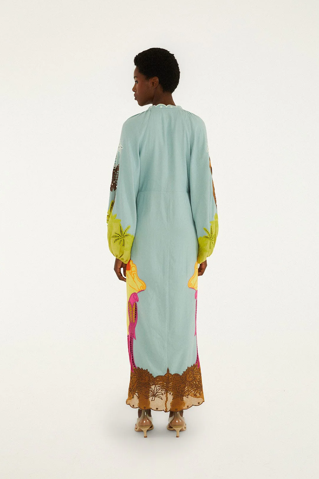 Multicolor Usiacuri Embroidered Lenzing™ Ecovero™ Euroflax™ Richelieu Maxi Dress - Image 3