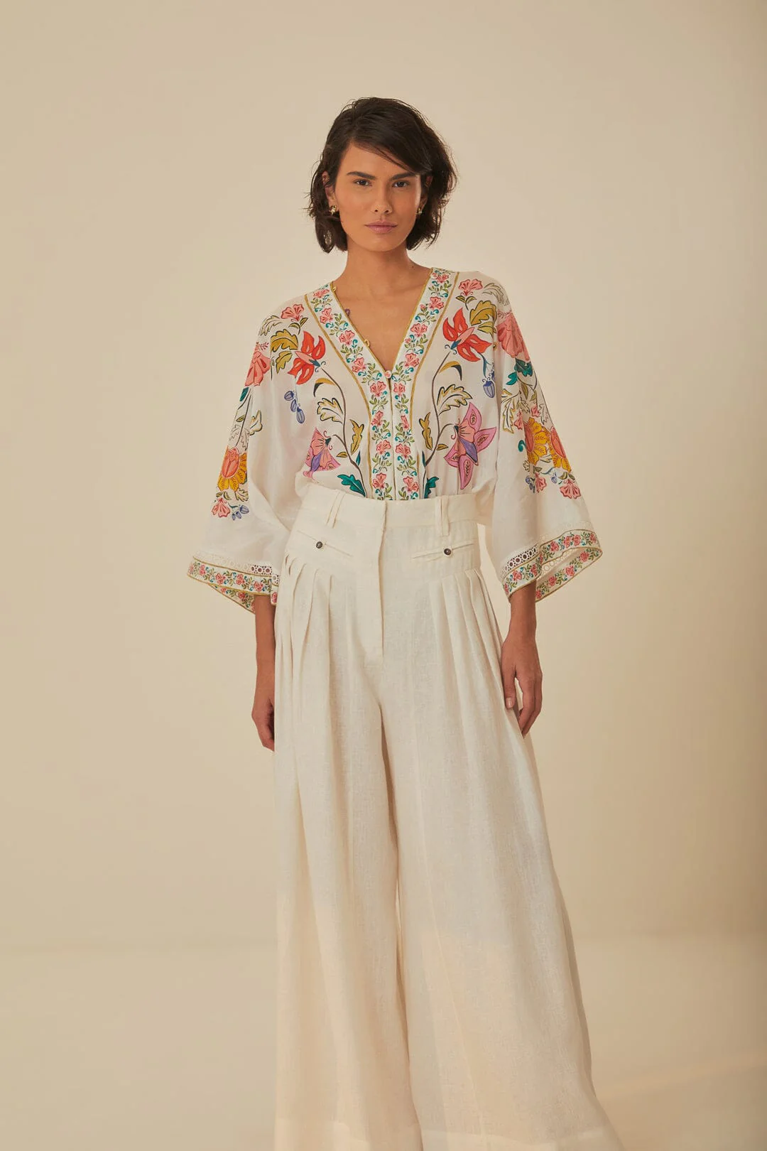 White Euroflax™ Premium Linen Pleated Pants - Image 3