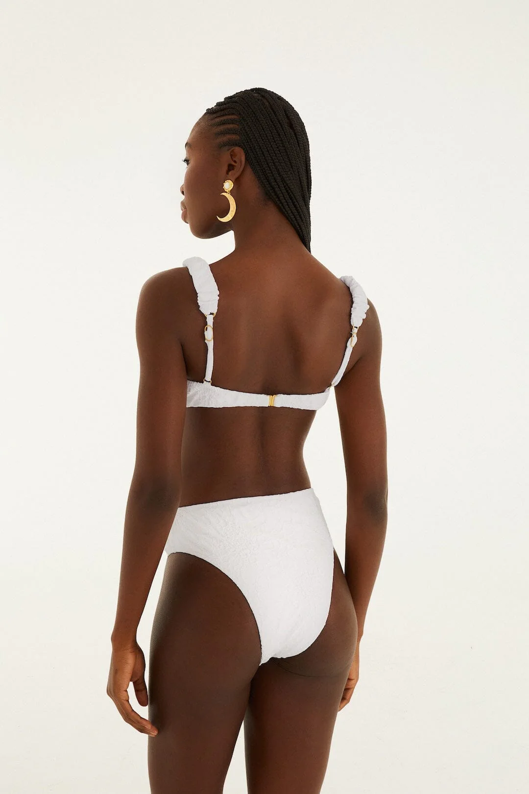 White Gerbera Daisy High Waist Bikini Bottom - Image 3