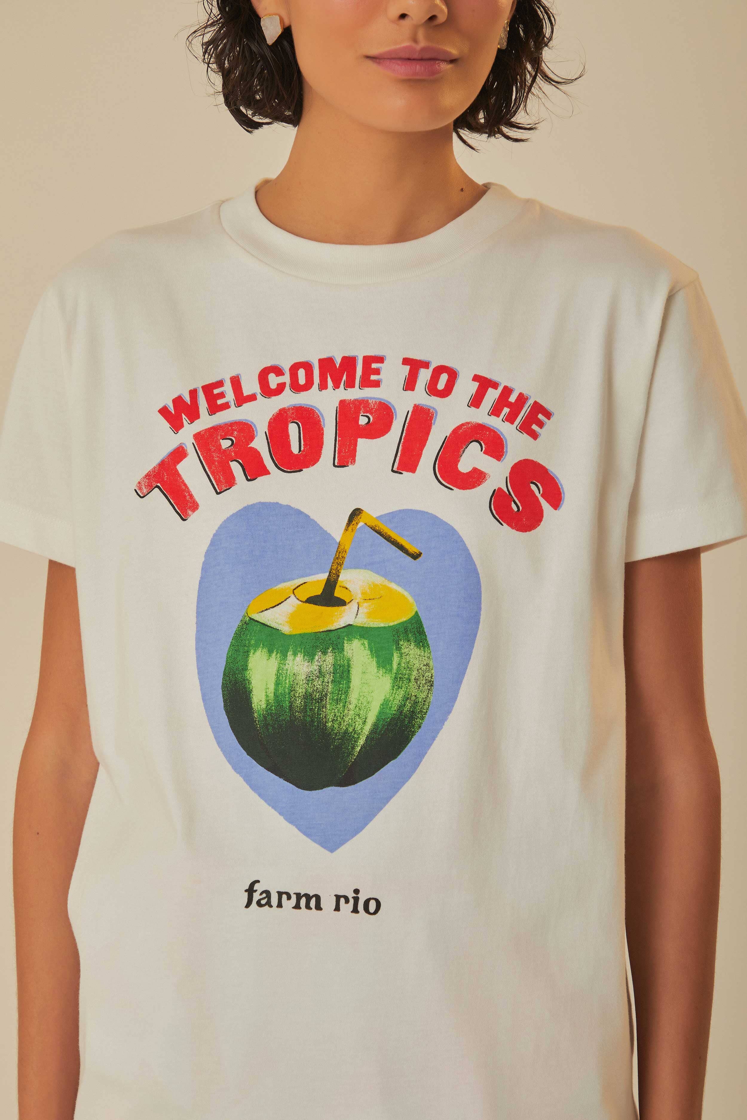 White Welcome To The Tropics Organic Cotton T-Shirt - Image 5