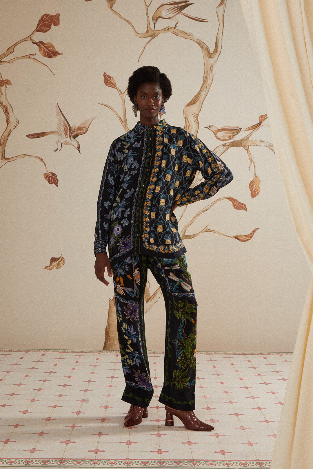 Black Winter Garden Pajama Shirt - Image 2
