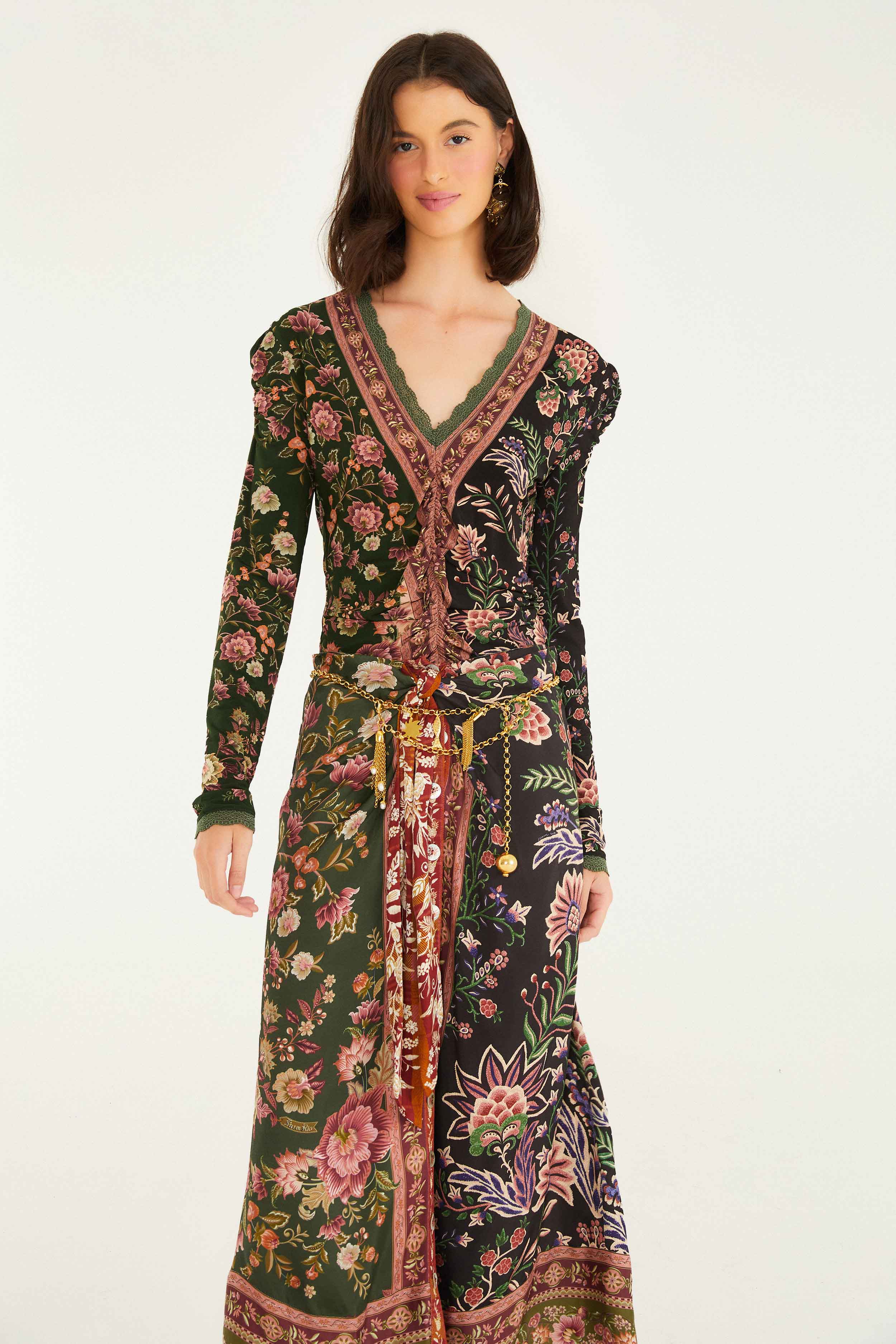 Mixed Winter Garden Lenzing™ Ecovero™ Viscose Midi Skirt - Image 3